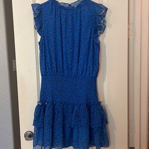 Blue Smoked Floral Dress